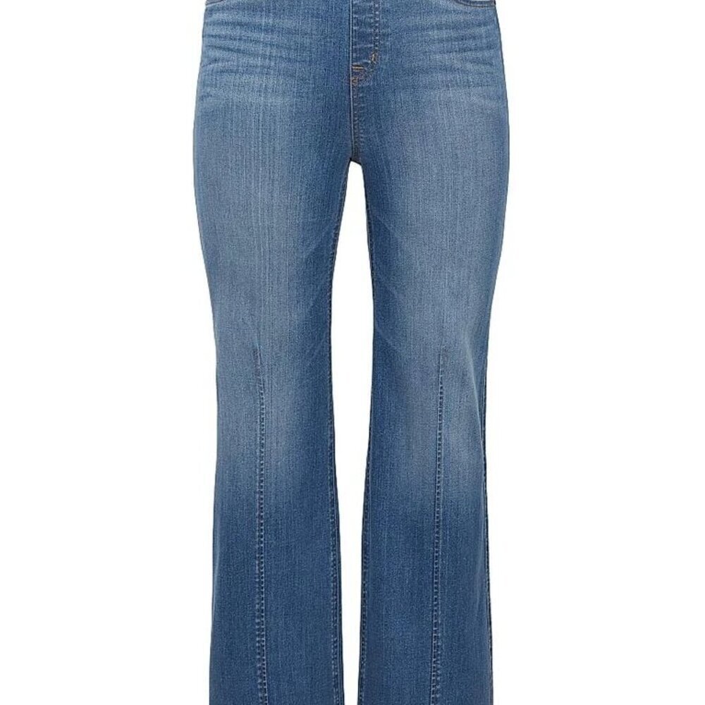 SPANX Women's Wide-Leg Pull-On Blue Denim Jeans Size X-Large